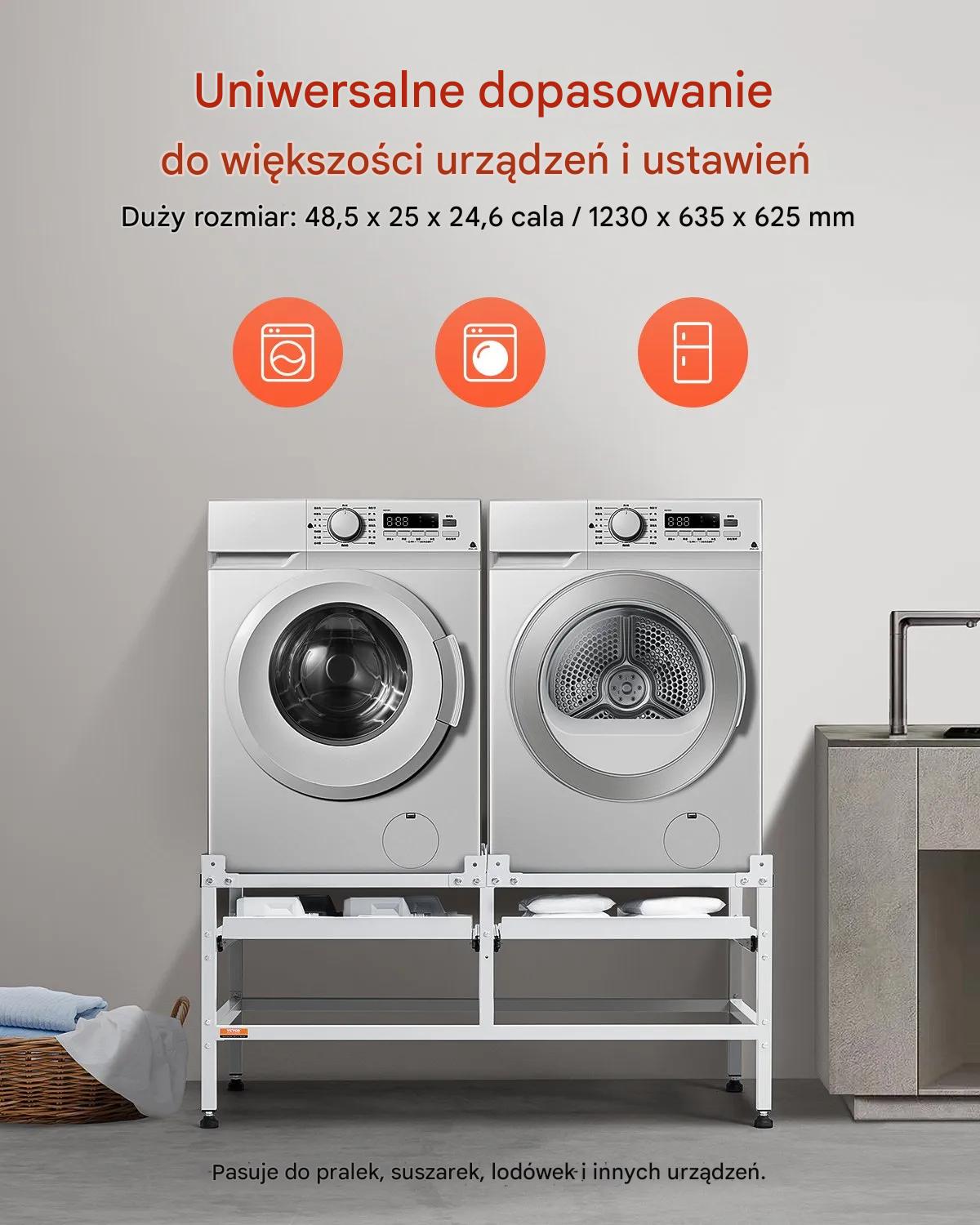 Podstawa pod pralkę stelaż 123x64 cm 270 kg z podwójną tacą stabilna - obrazek 6