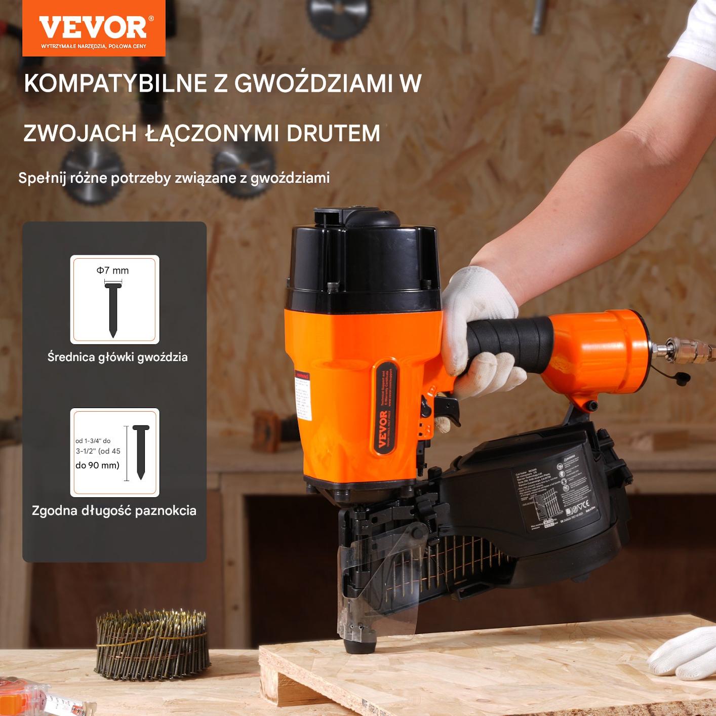 Gwoździarka pneumatyczna bębnowa 45–89 mm 15° do konstrukcji - obrazek 3