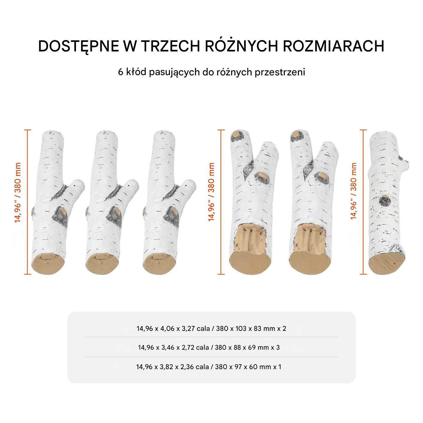 Drewno kominkowe 6 szt. ceramiczne imitujące brzozę - do kominka gazowego - obrazek 6