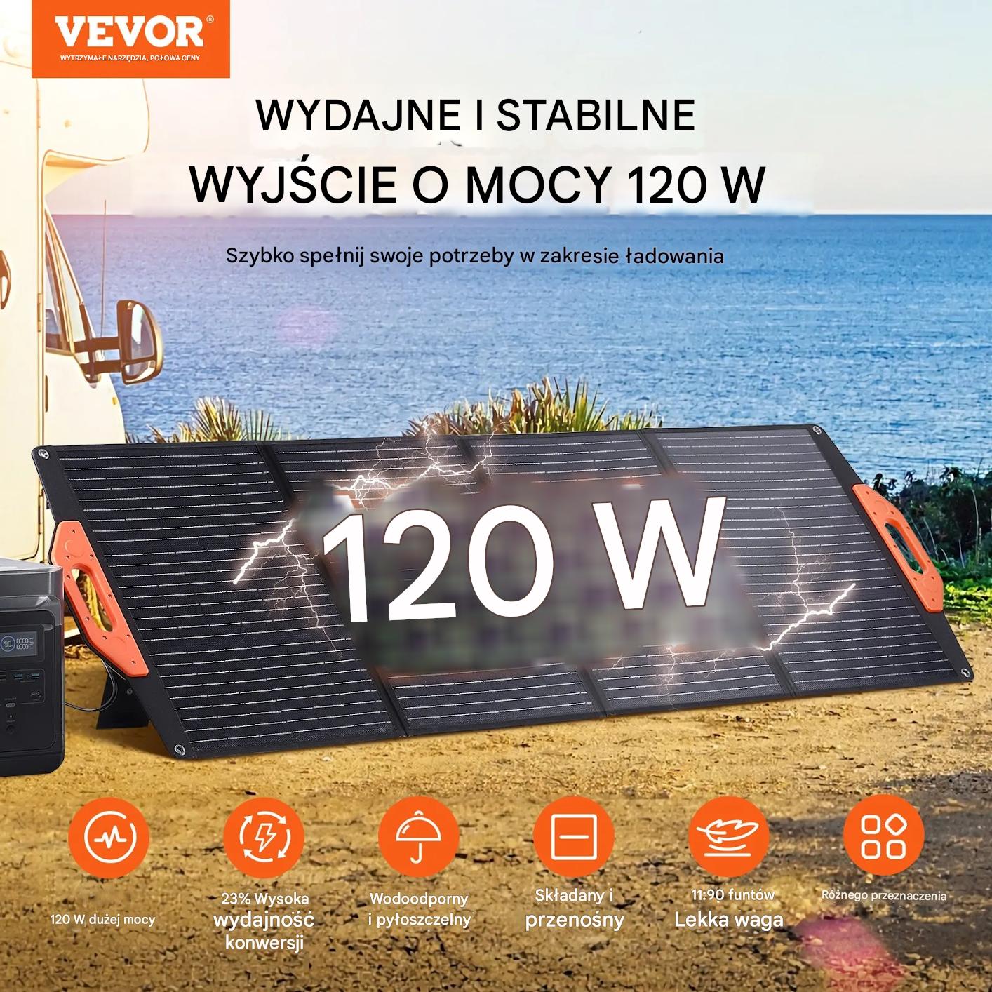 Panel solarny 120W składany ETFE, USB/DC, wodoodporny – dom/off-grid - obrazek 4