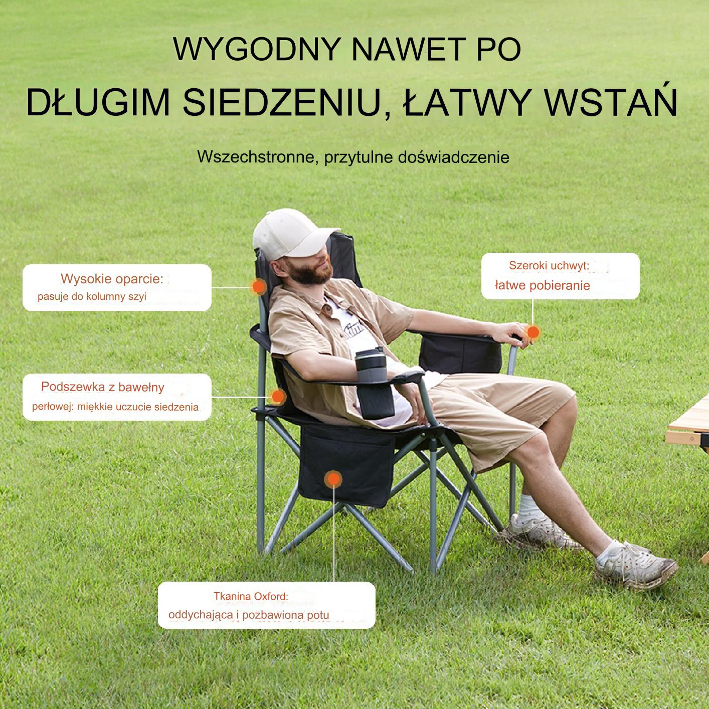 Krzesło turystyczne wędkarskie kempingowe składane czarne - obrazek 3