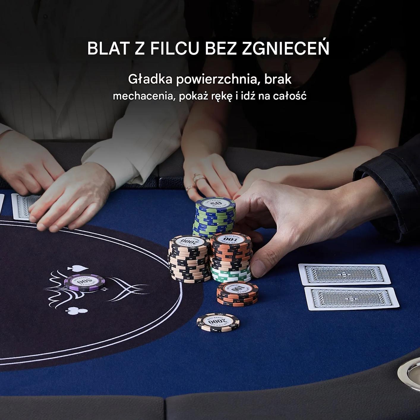 Stół do pokera 8 os składany z łokietnikiem na karty blackjack texas holdem - obrazek 2
