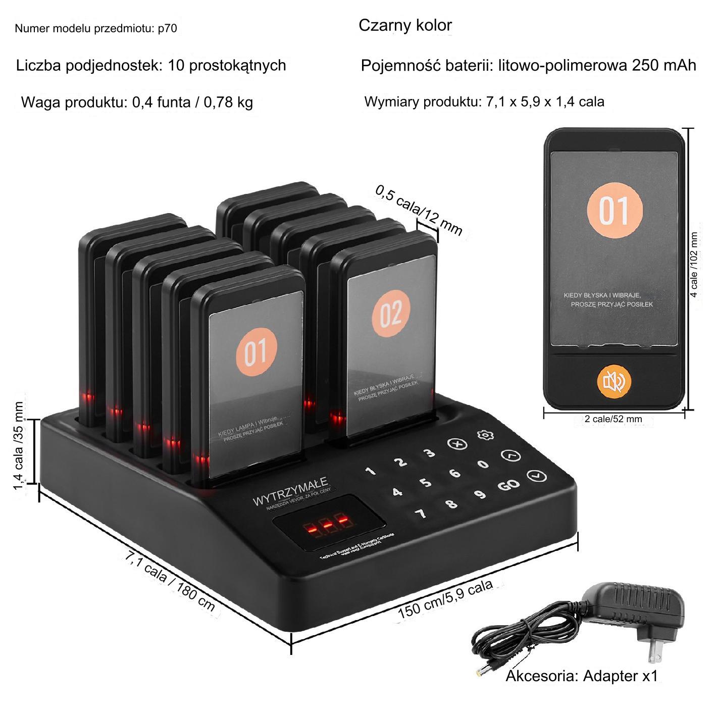 Pager Restauracyjny System Przywoławczy Pager 10 szt. - obrazek 2