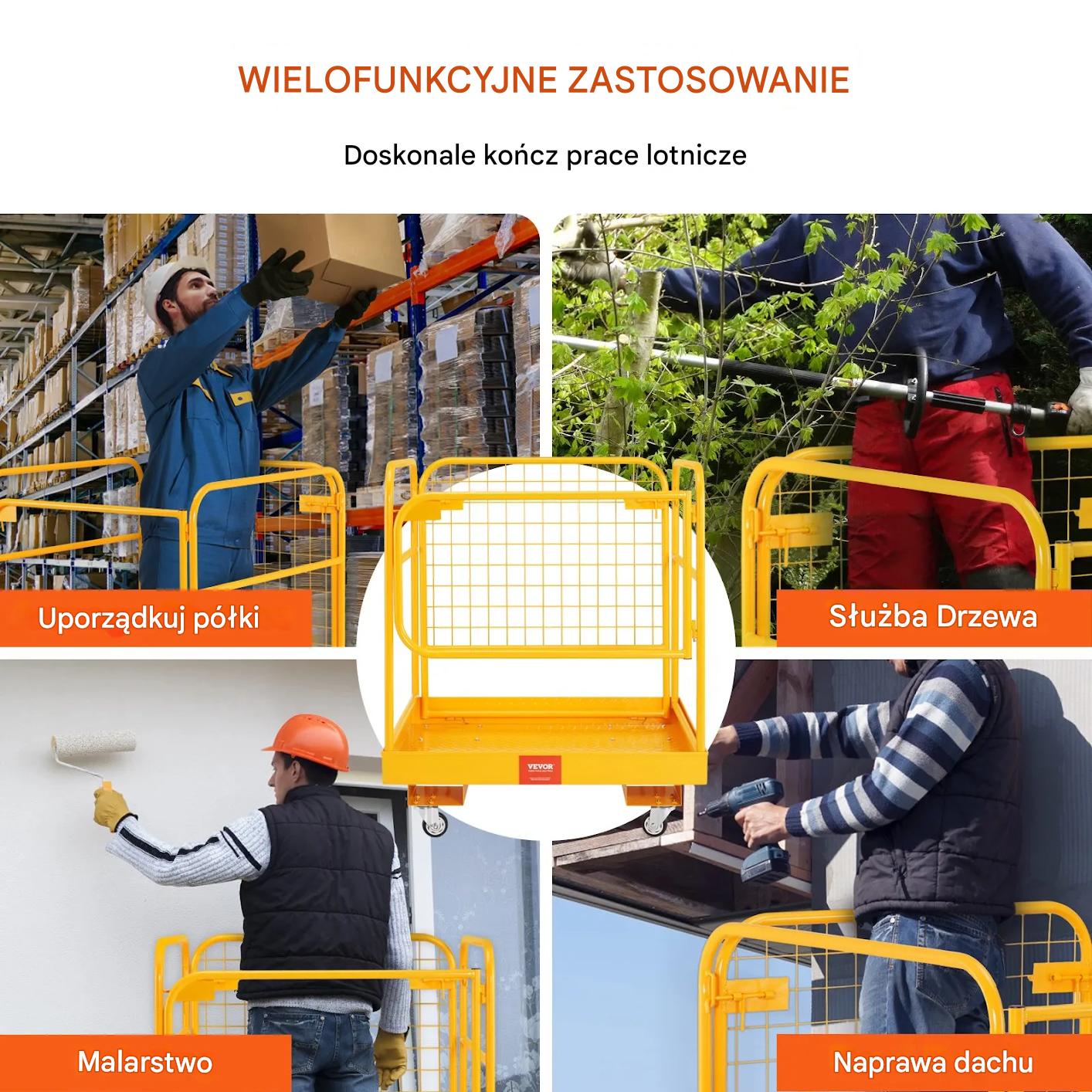 Klatka robocza do wózka widłowego 544kg składana 91×91cm prace na wysokości - obrazek 3