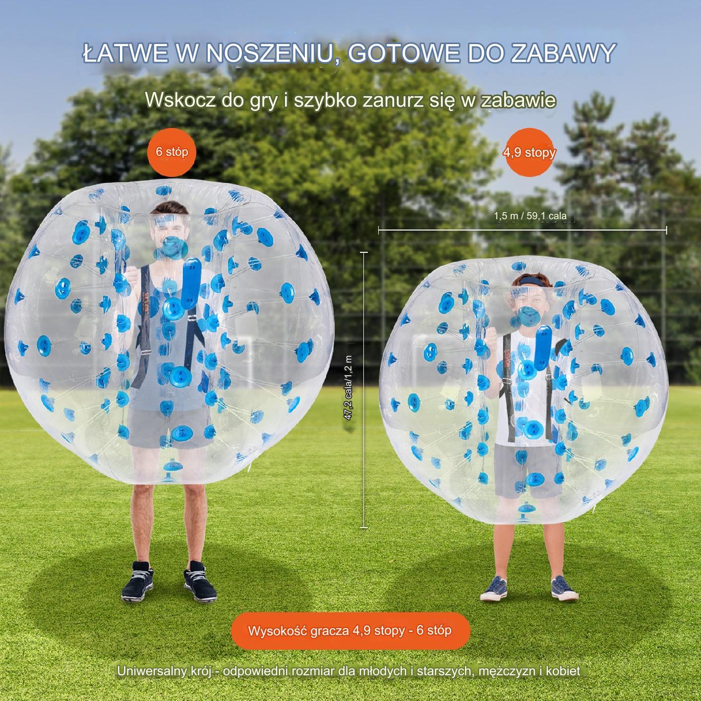 Nadmuchiwana piłka do odbijania się 150cm transparentna w niebieskie kropki - obrazek 4