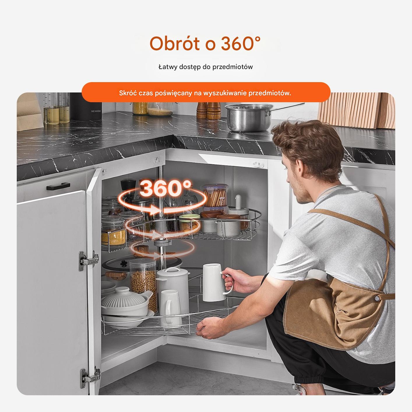 Szafka narożna system cargo obrotowy 2 poziomy chrom 80 cm kuchnia - obrazek 5