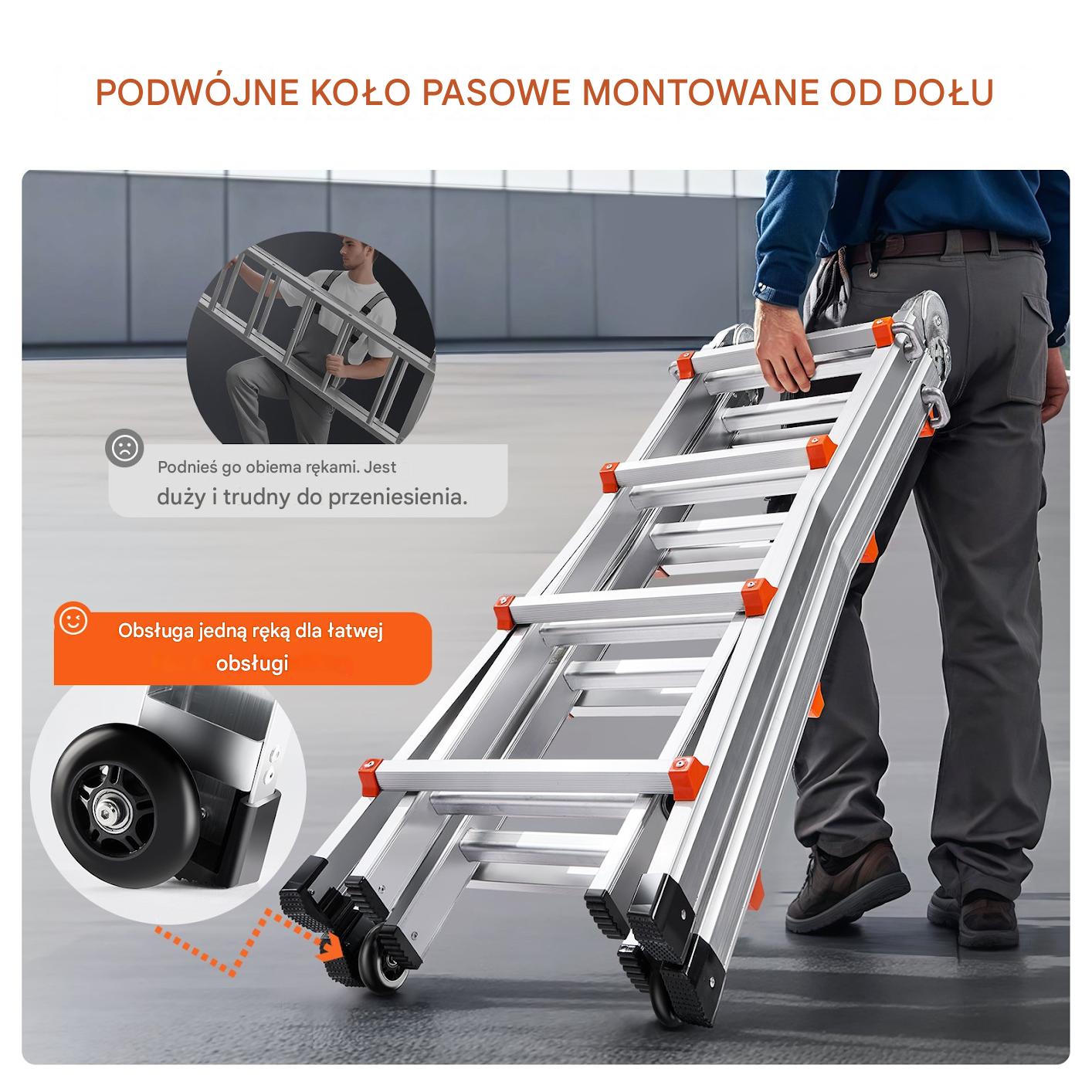 Drabina składana teleskopowa aluminiowa – 4 m - obrazek 3