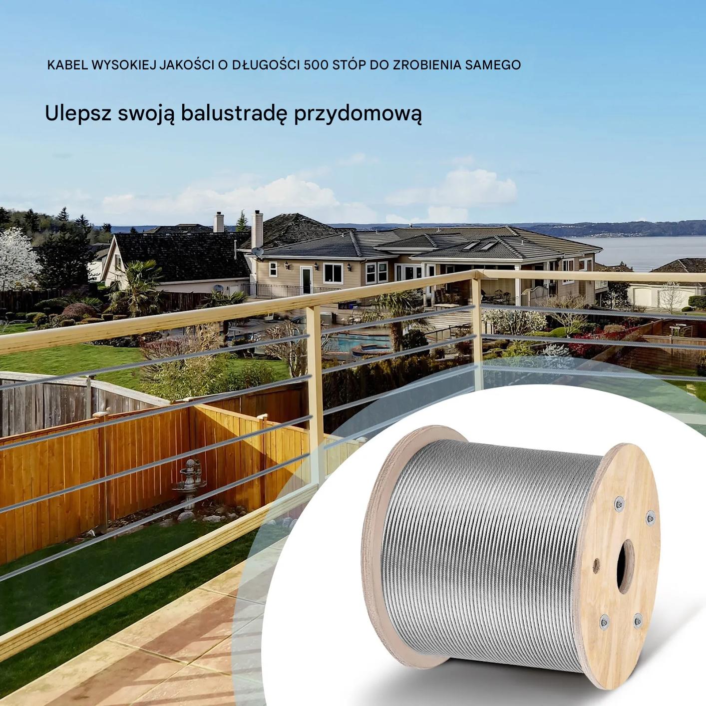 Linka stalowa 316 1x19 0,3cm 150m nierdzewna balustrada transport DIY - obrazek 6
