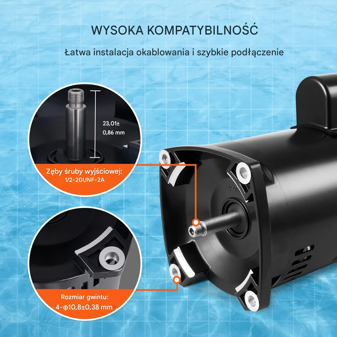 Silnik do Pompy Basenowej 1,5KM 115/230V 3450 obr. profesjonalny - obrazek 4