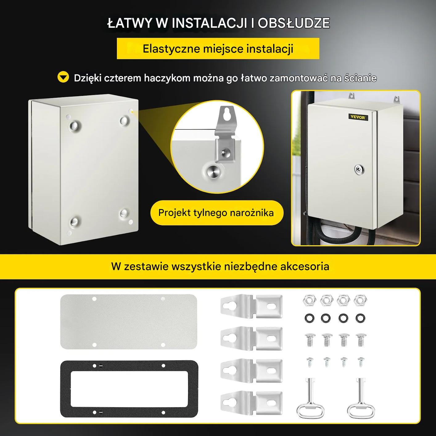 Obudowa elektryczna IP66 Nema 4X 30x20x15cm stalowa szczelna wodoodporna - obrazek 7