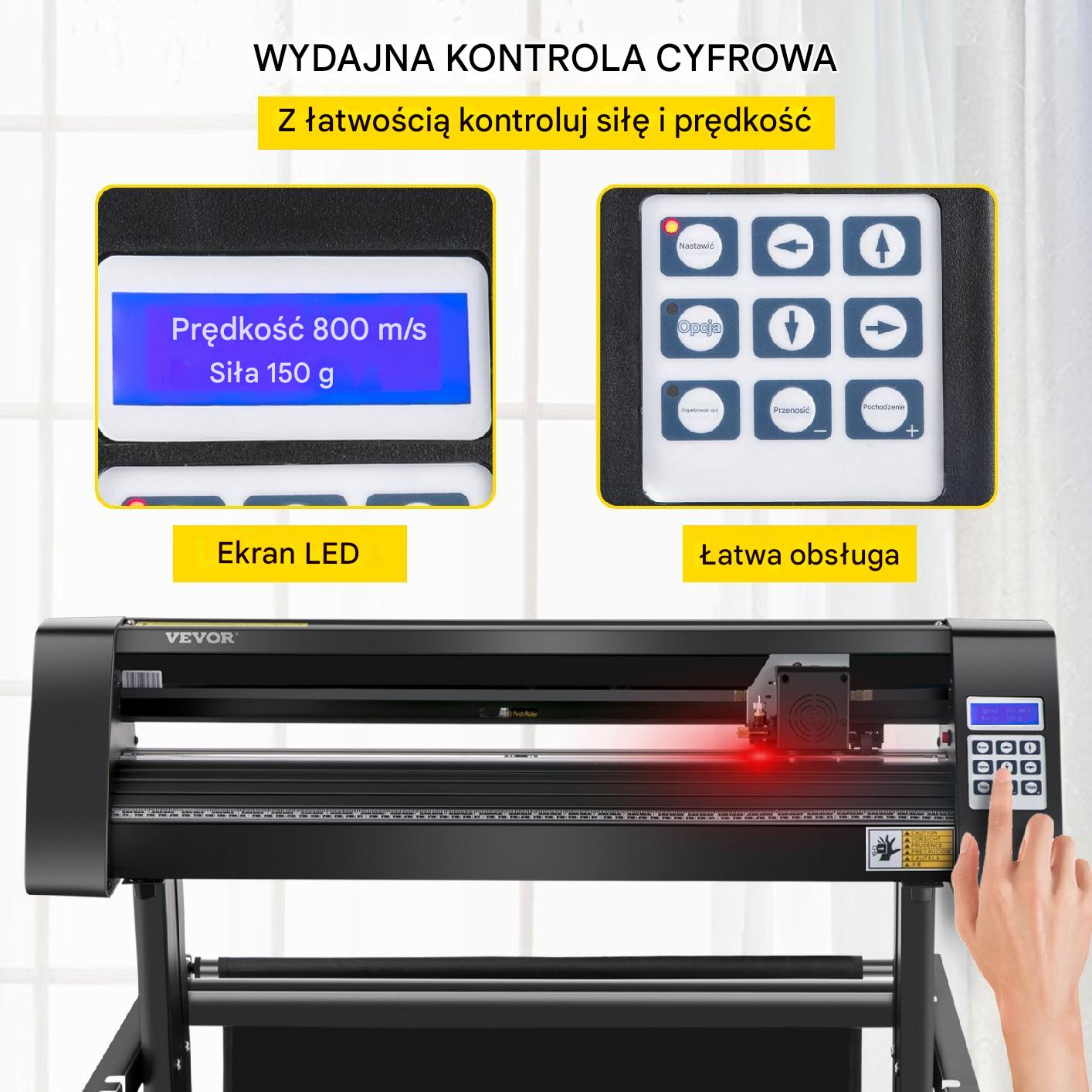 Profesjonalny ploter tnący 870 mm – półautomatyczny, sensor optyczny - obrazek 3