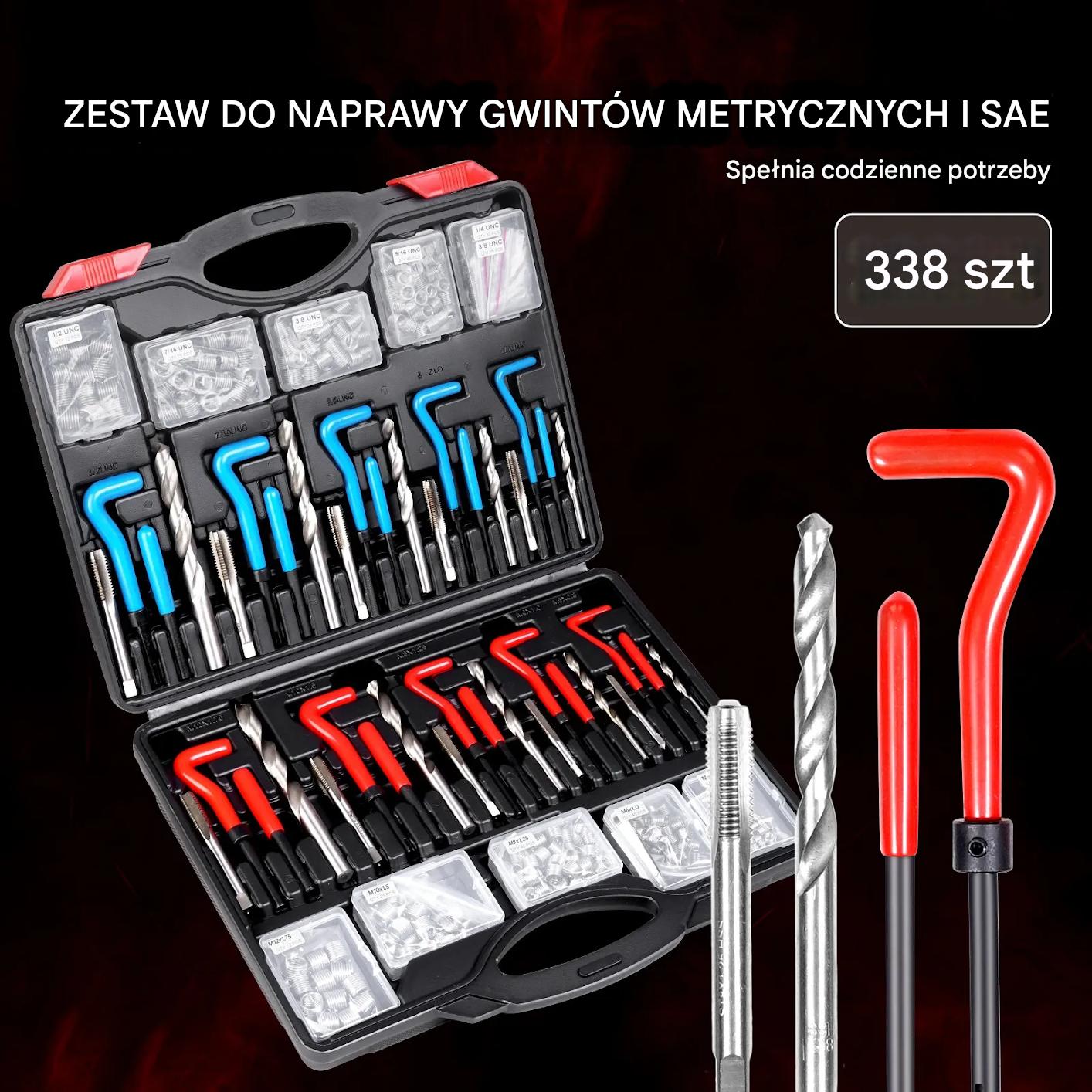 Zestaw naprawy gwintów wkładki gwintowe M5-M12 SAE 338 el. - obrazek 4