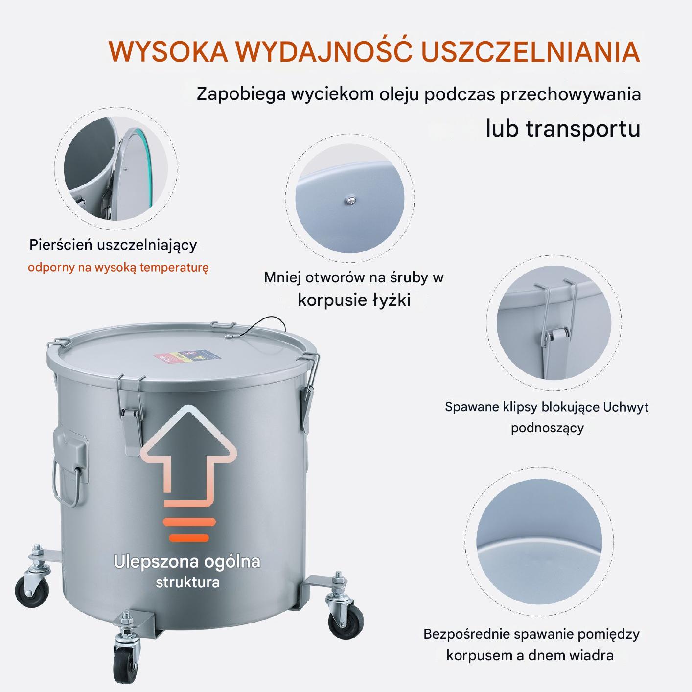 Wiadro na Tłuszcz do Frytkownic Fryturę 60 Litrów - obrazek 3