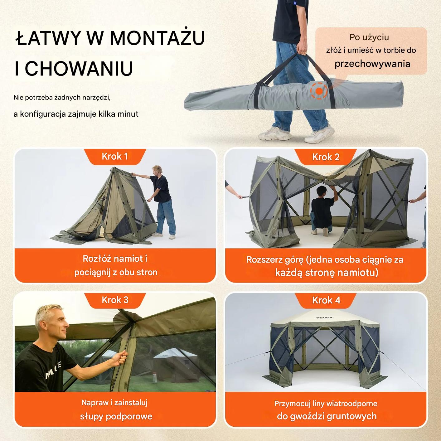 Namiot pawilon ogrodowy imprezowy altana z moskitierą zielony 3,6m2 - obrazek 6