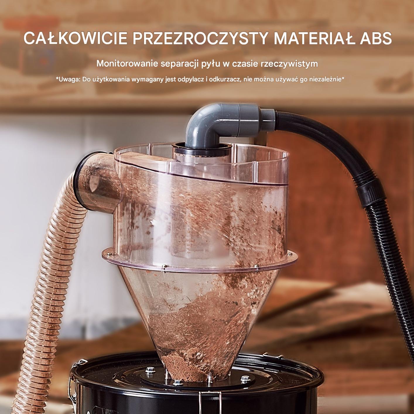 Separator cyklonowy do pyłu pyłów budowlanych przemysłowy 50L - obrazek 3