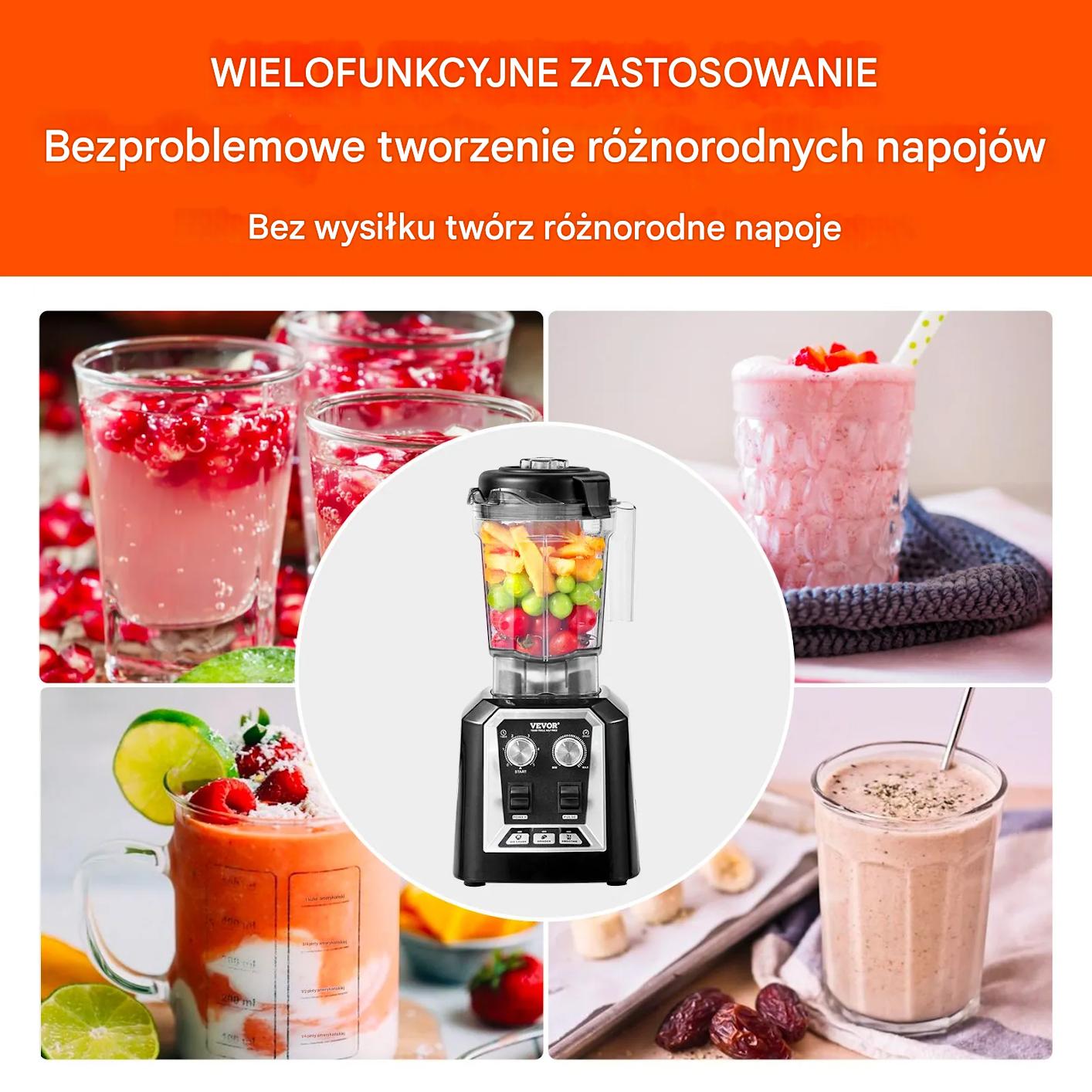 Blender gastronomiczny kielichowy 2l stalowy 3 funkcje smoothie lód - obrazek 4