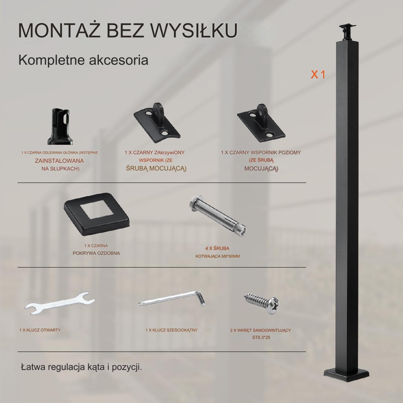 Słupek Poręczy Kablowej bez Otworów - obrazek 3