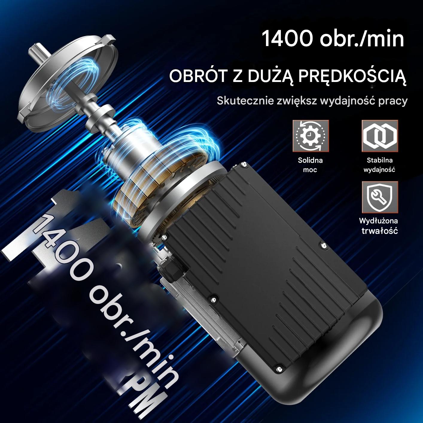 Silnik elektryczny 0.55KW 1400obr 230V 1-fazowy do maszyn przemysłowych - obrazek 3