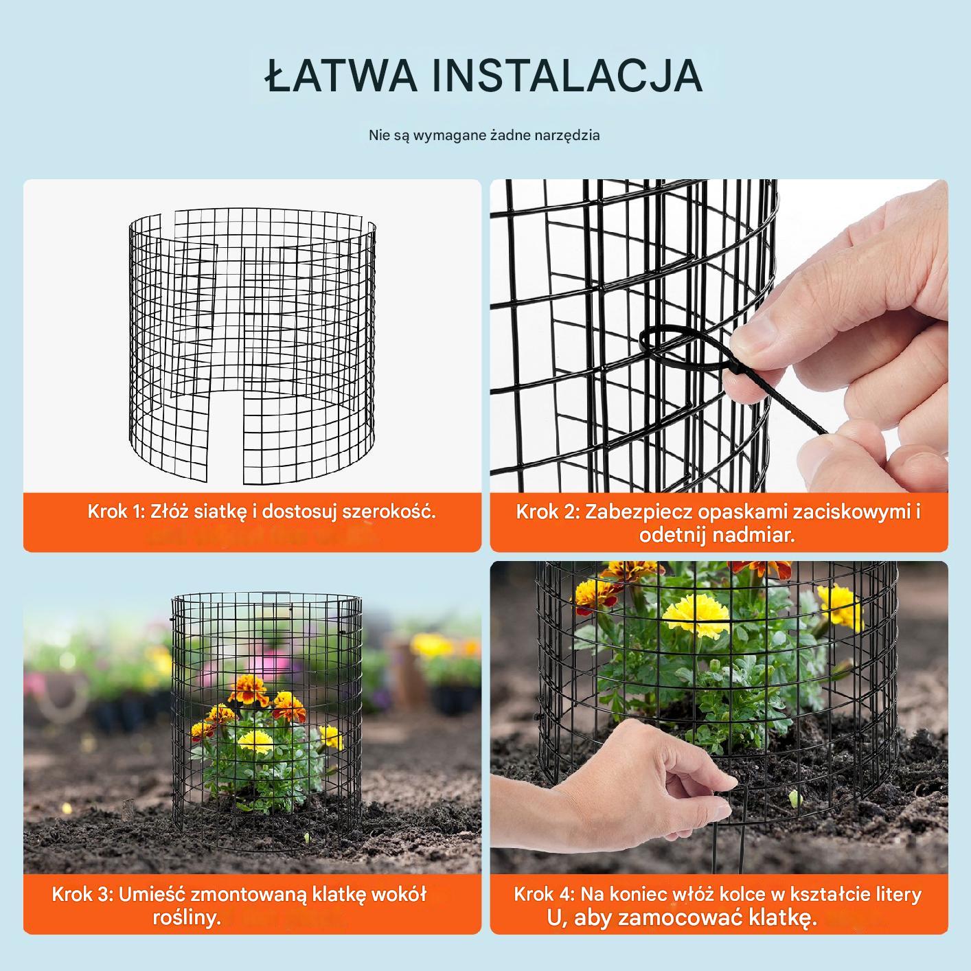 Metalowa klatka na rośliny 6szt 32x36cm – ochrona przed zwierzętami - obrazek 4