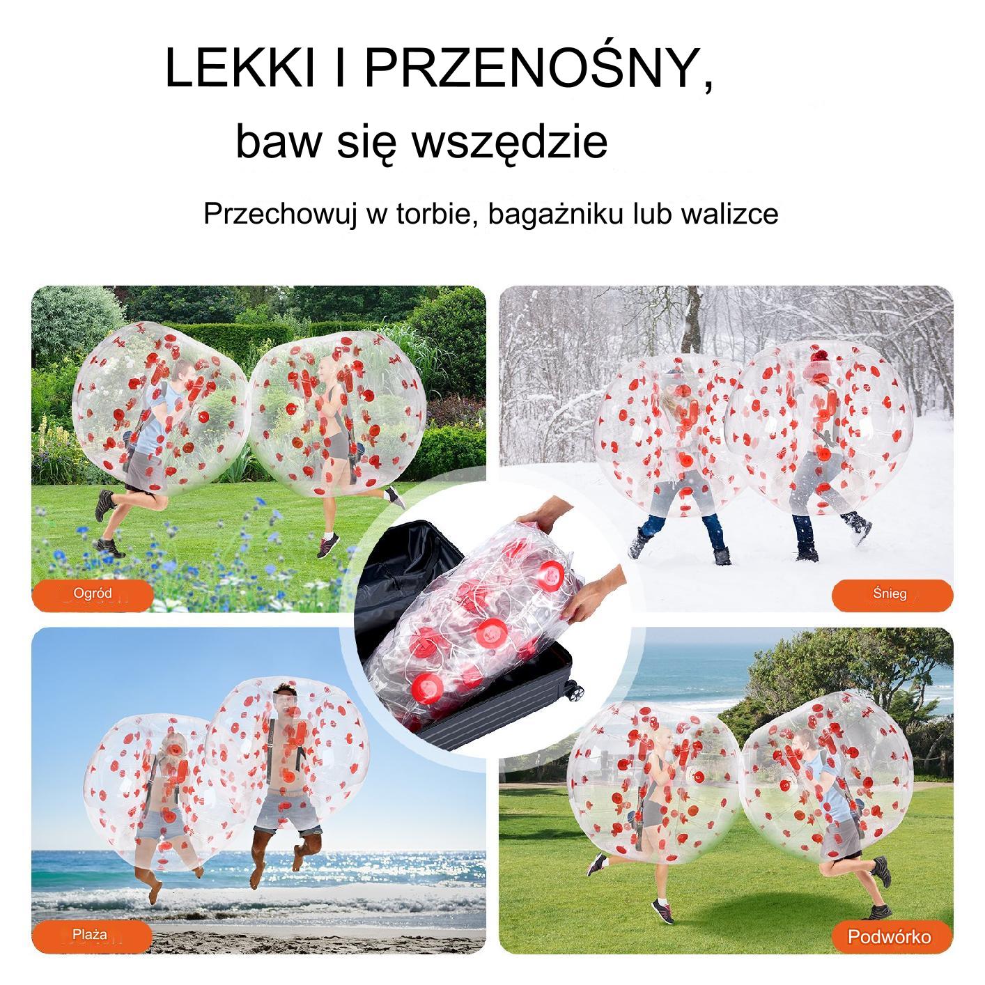 Kula zderzanie dmuchana mocna bumper 150 cm przezroczysta czerwone kropki - obrazek 5