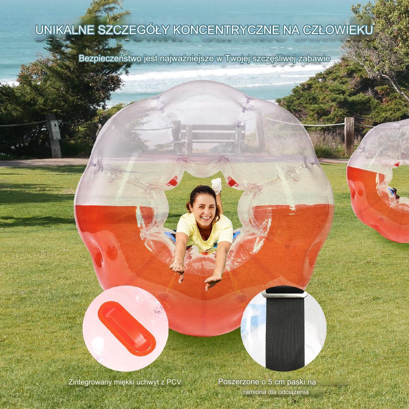 Kula bumper ball zorbing bąbelkowa ogrodowa 1.5 m czerwona premium - obrazek 3