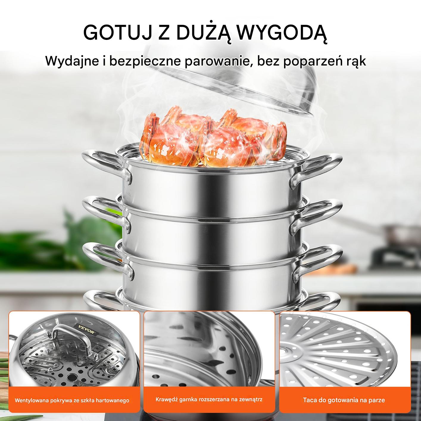 PAROWAR GARNEK do gotowania na parze gastronomiczny 5 poziomów 30 cm - obrazek 5