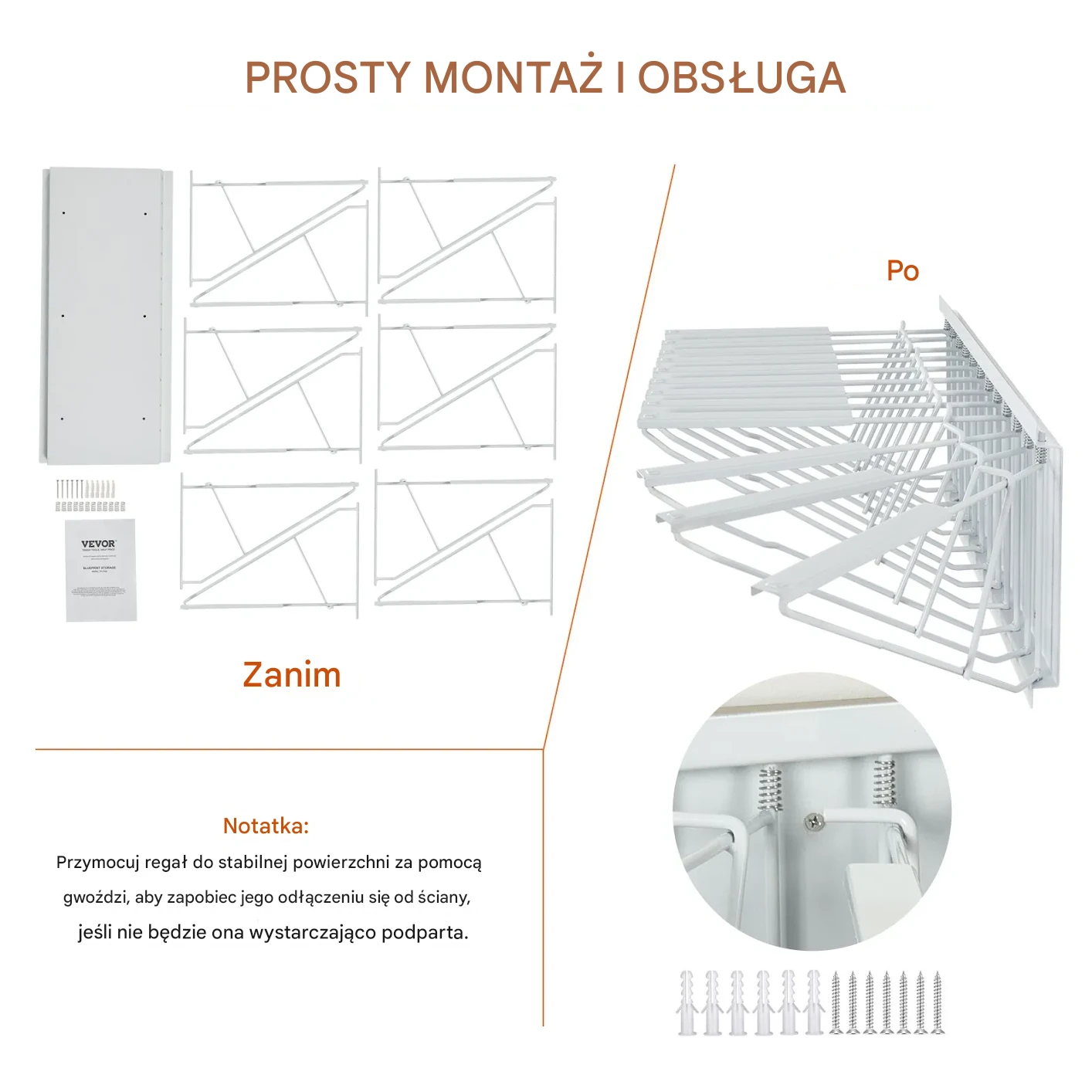 Półka na Dokumenty Ścienna Wieszak A0-A1 12 Uchwytów Obrotowych - obrazek 3