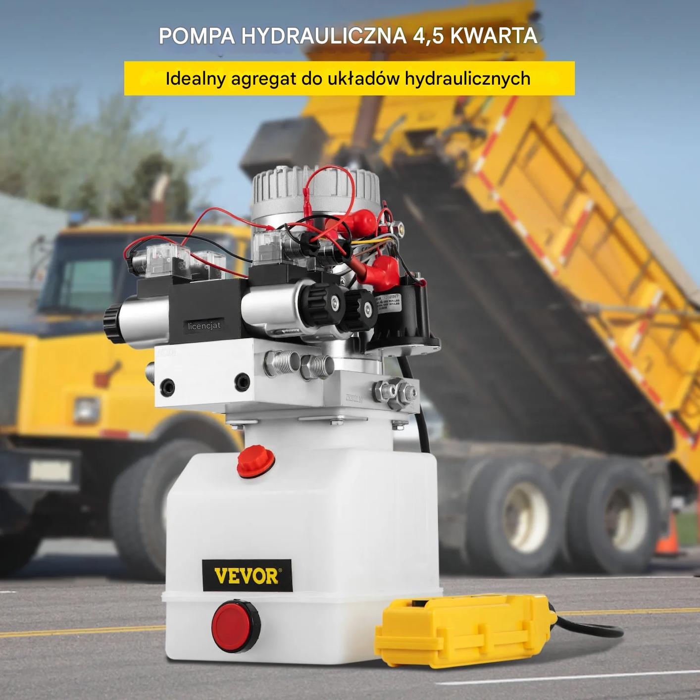 Pompa hydrauliczna 12V dwustronnego działania 4,5L elektrozawór podnośnik - obrazek 3