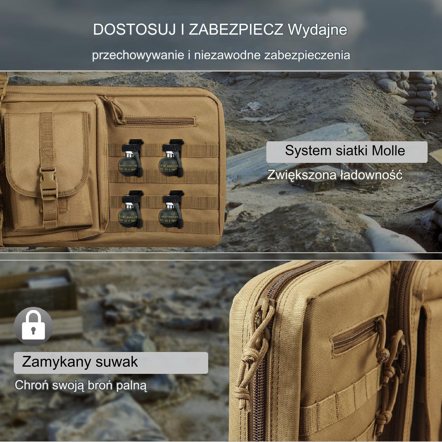 Torba Pokrowiec Plecak na Broń 34 cali brązowa - obrazek 6