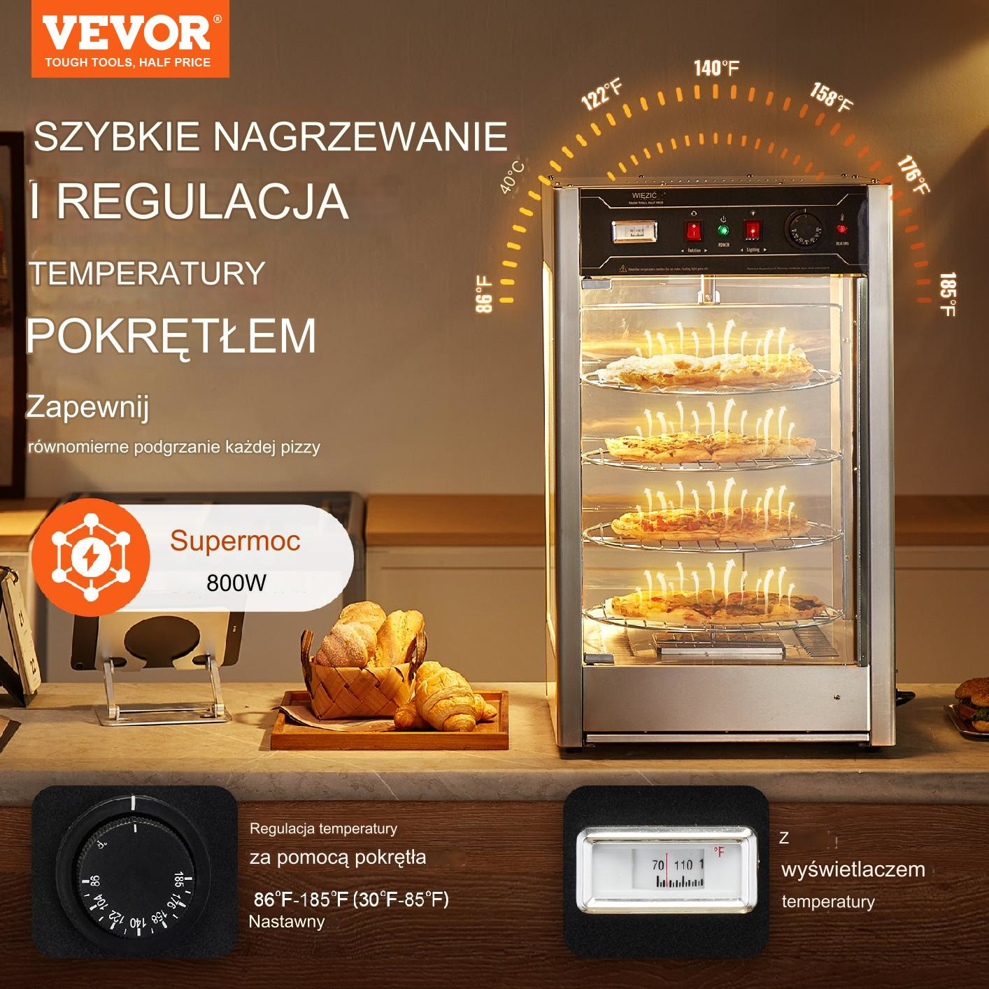 Witryna grzewcza pogrzewacz do żywności 4-poziomy 800W - obrazek 4