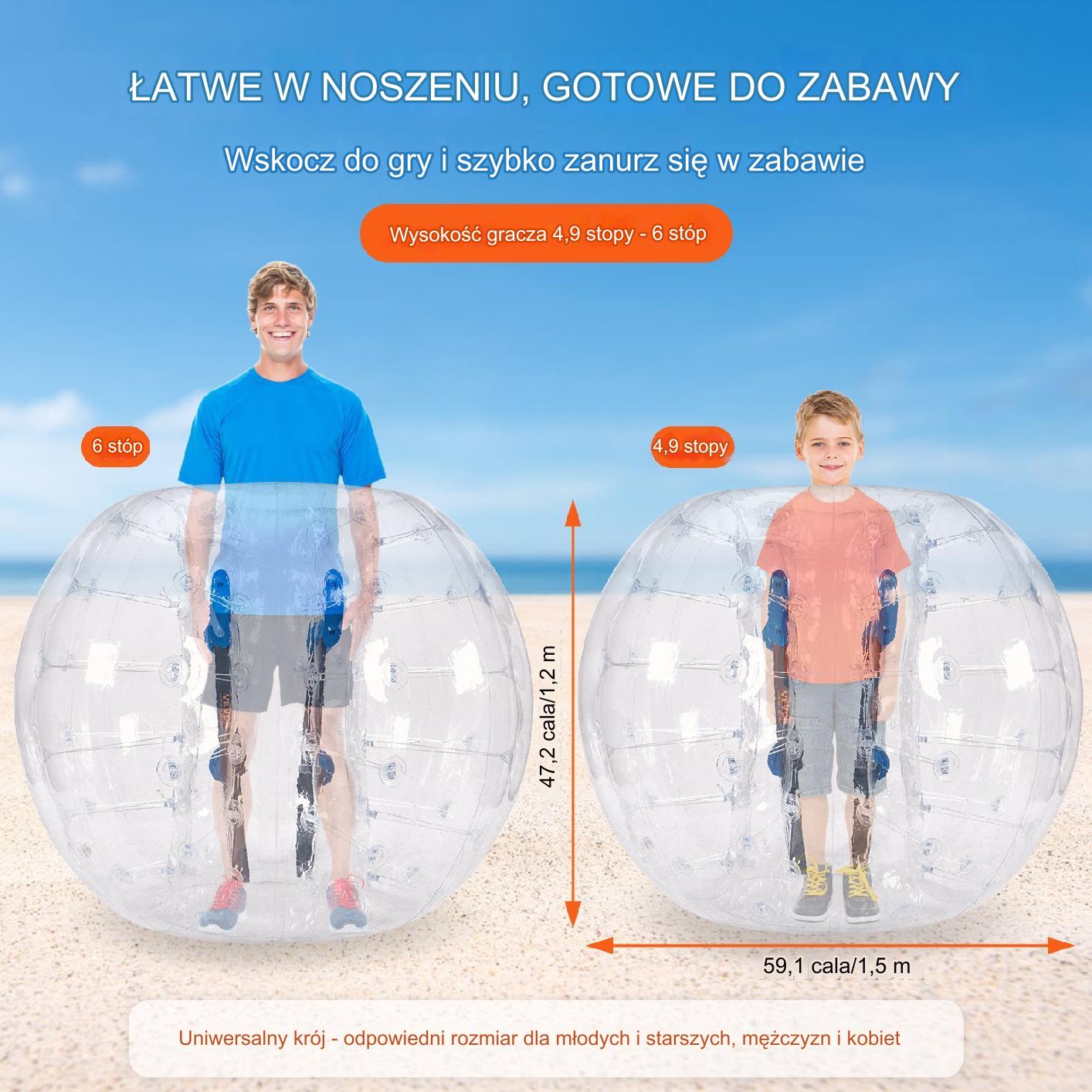 Kula bumper ball zorbing bąbelkowa ogrodowa 1.5 m przeźroczysta premium - obrazek 6