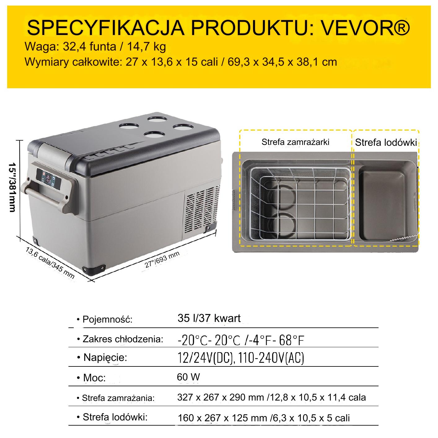 LODÓWKA TURYSTYCZNA SAMOCHODOWA PRZENOŚNA CHŁODZENIE 35L 120/240 V - obrazek 2