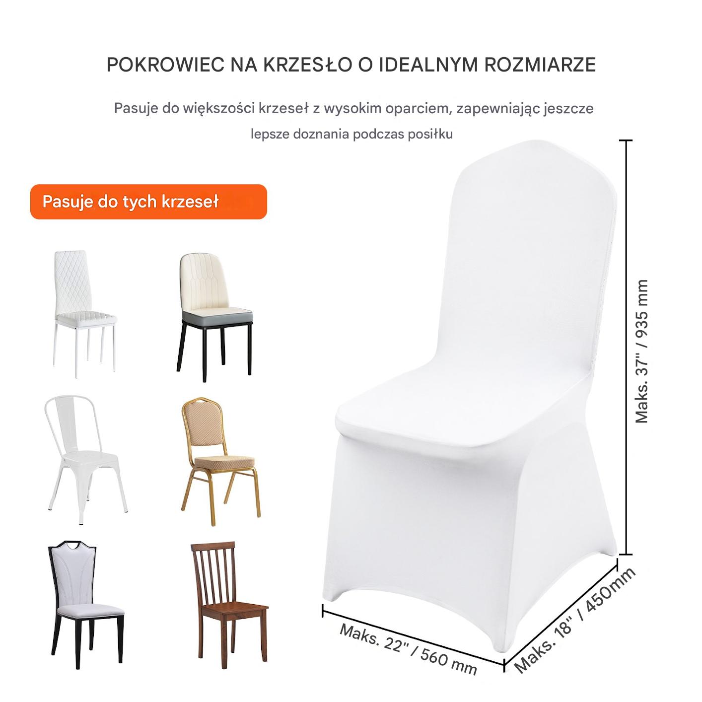 Pokrowce na krzesła elastyczne 30 szt. białe uniwersalne na wesela spandex - obrazek 3