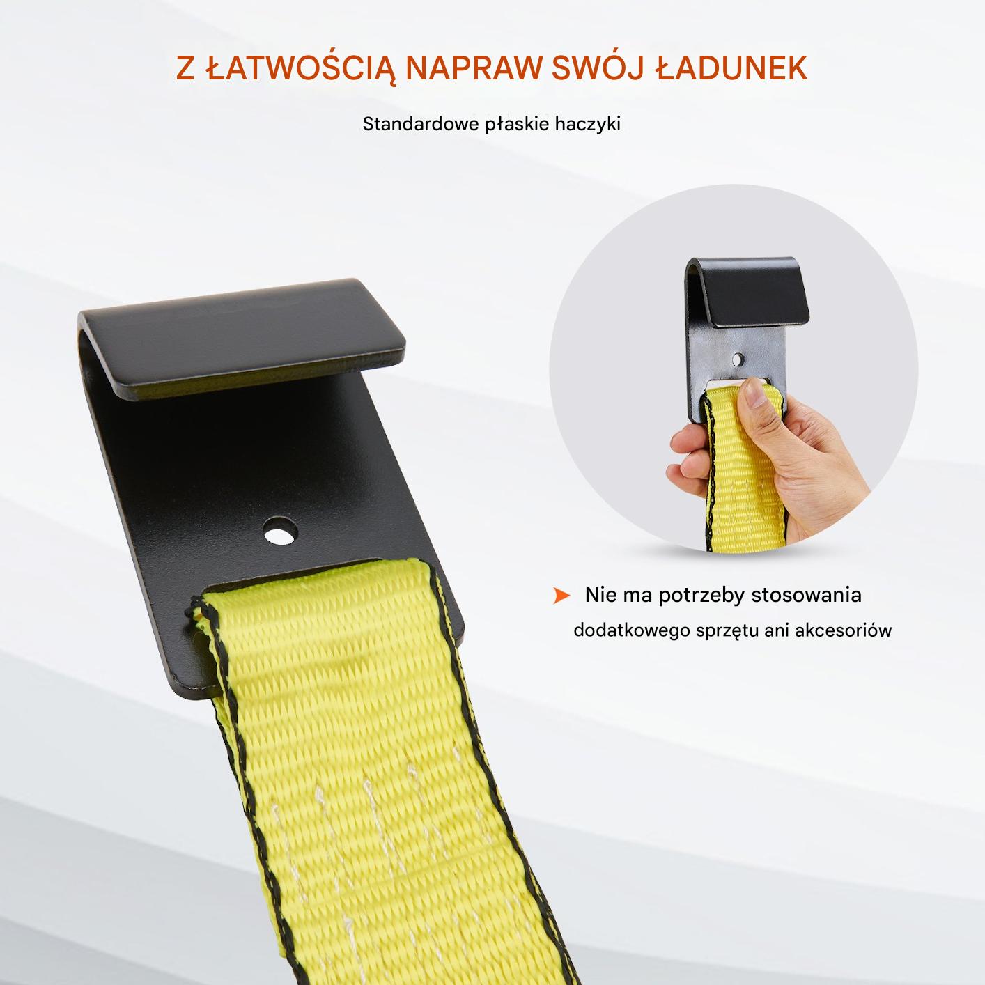 Pasy transportowe mocujące z napinaczem zestaw 10 szt. 9 m 4,5 T - obrazek 4