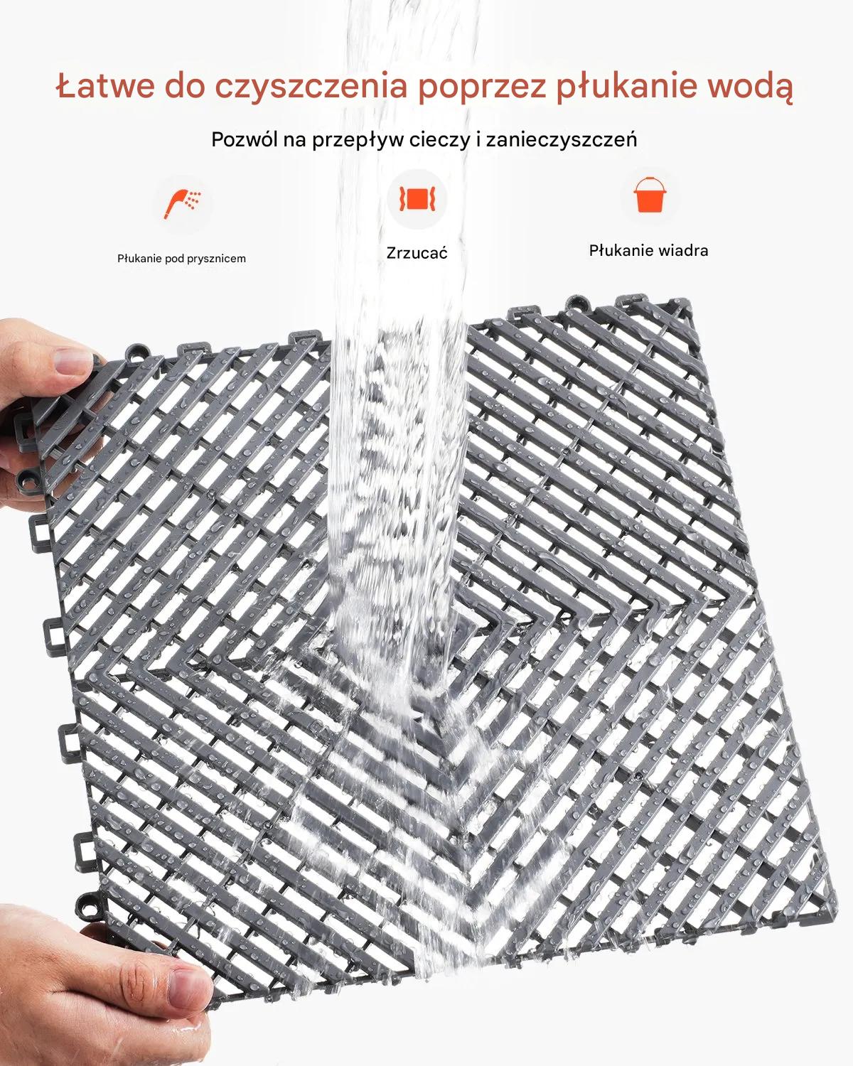 Mata drenażowa modułowa 31x31cm antypoślizgowa PP 55szt garaż ogród szara - obrazek 5