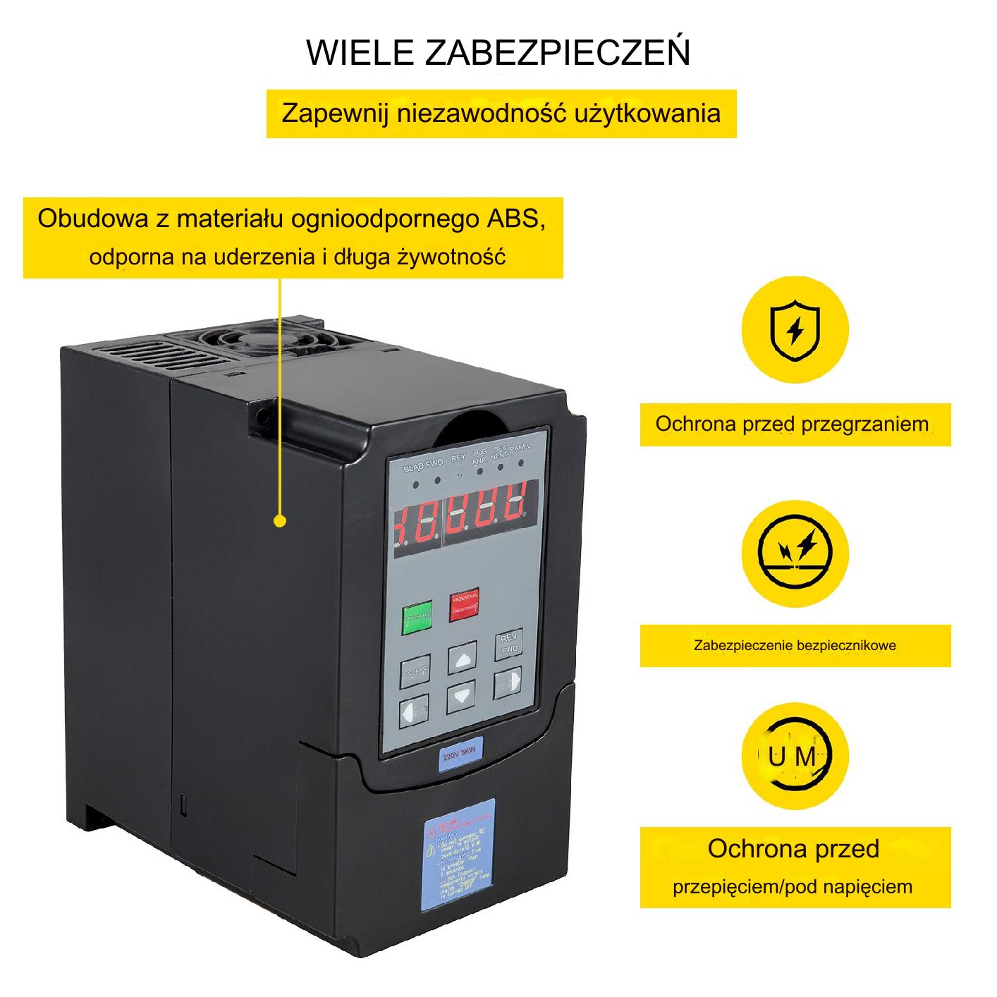 Falownik przetwornica inwerter 3,0 kW 220 V trójfazowy - obrazek 5
