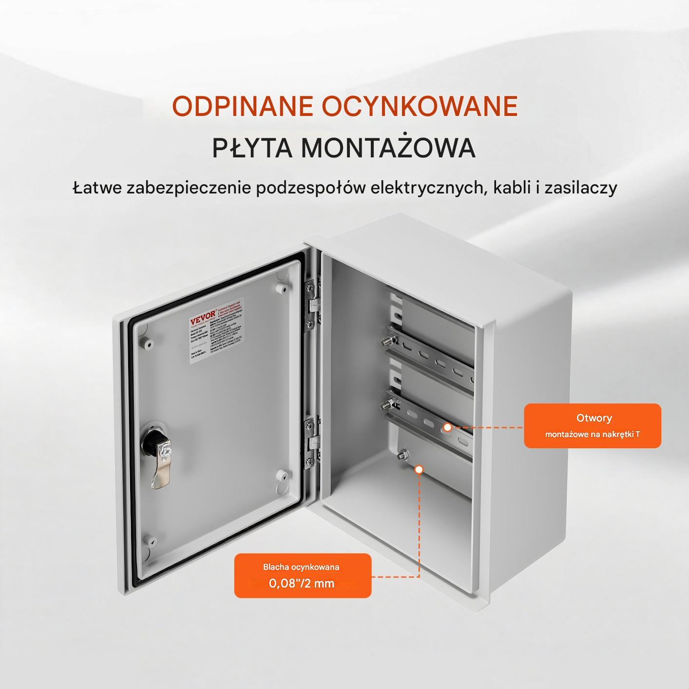 Skrzynka elektryczna NEMA 4X 30x25x14 cm IP66 wodoodporna z płytą - obrazek 7