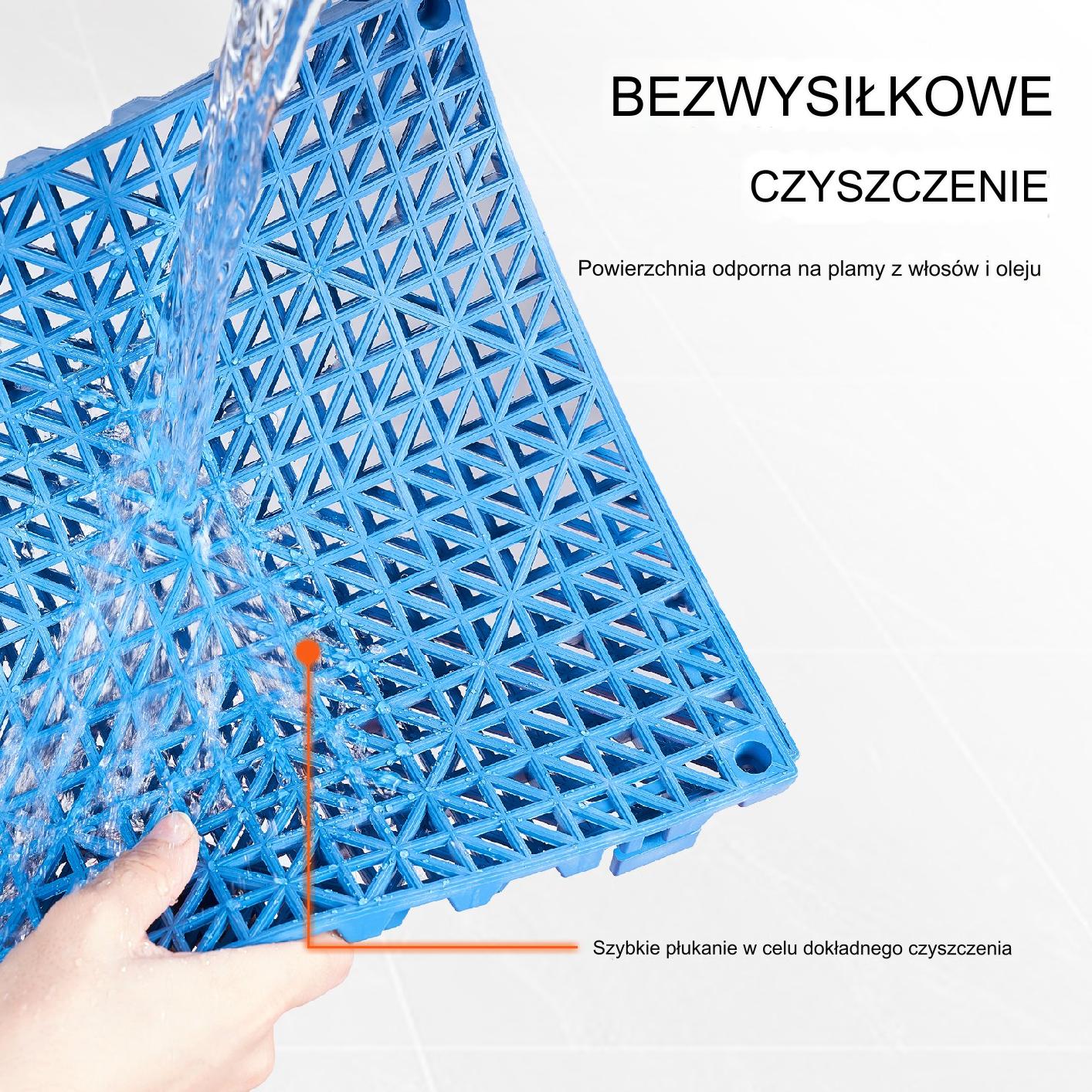 Mata drenażowa niebieskie 30x30cm 55szt PVC łączona antypoślizgowa łazienka - obrazek 5