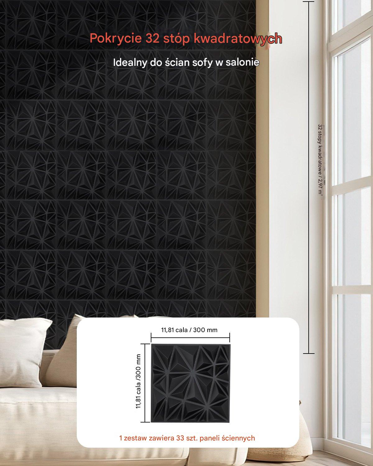 Panele Ścienne 3D - Czarne Diamenty 2.97 m² - obrazek 5