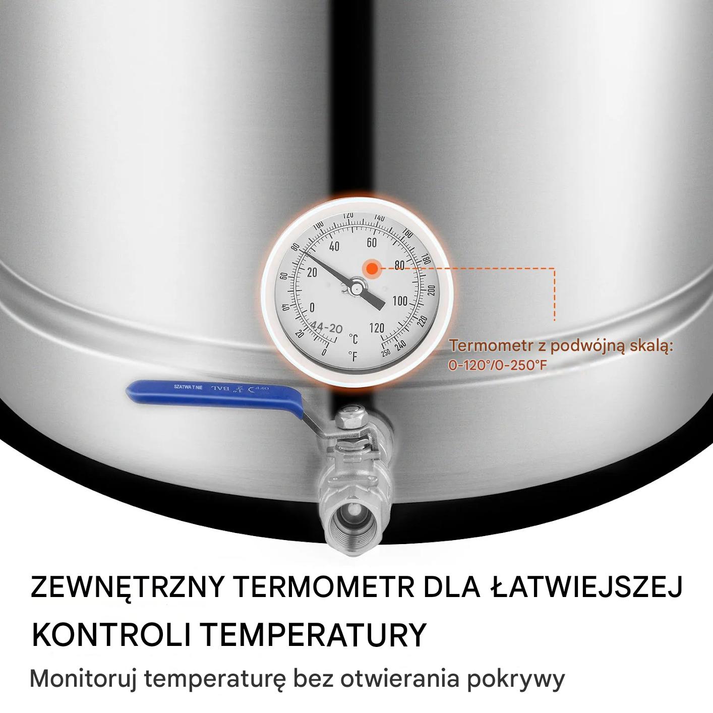Garnek do warzenia piwa 60L stal nierdzewna z termometrem i filtrem - obrazek 4
