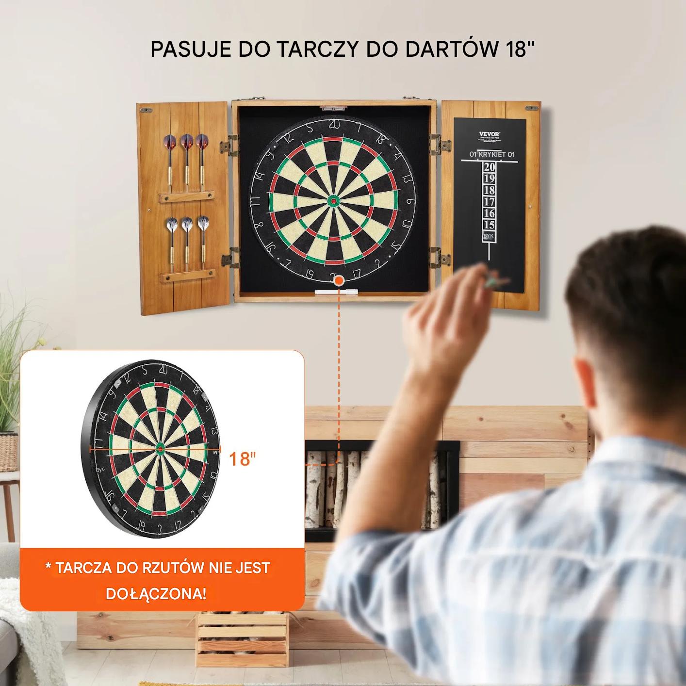 Szafka do dart solidna drewniana z tablicą wyników do gry dom bar klub - obrazek 4
