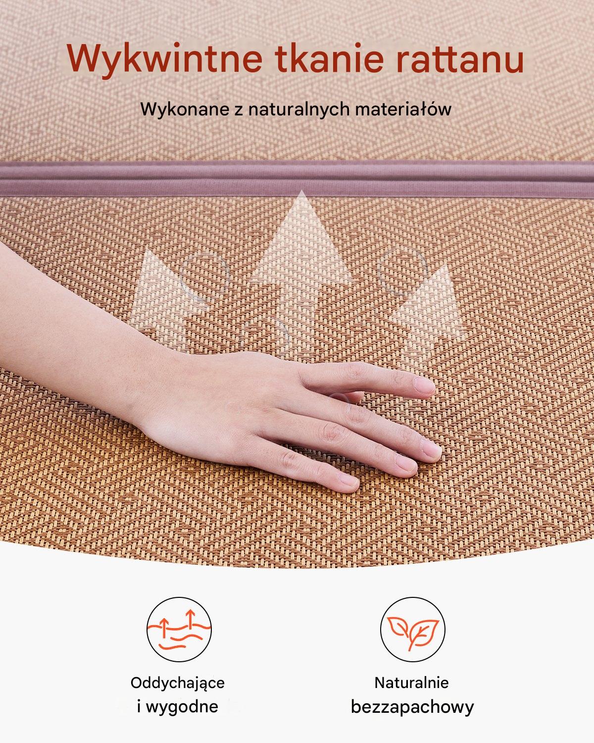 Materac Tatami Japoński Składany z Naturalnej Rattanu – 2032 x 990 x 13 mm - obrazek 5