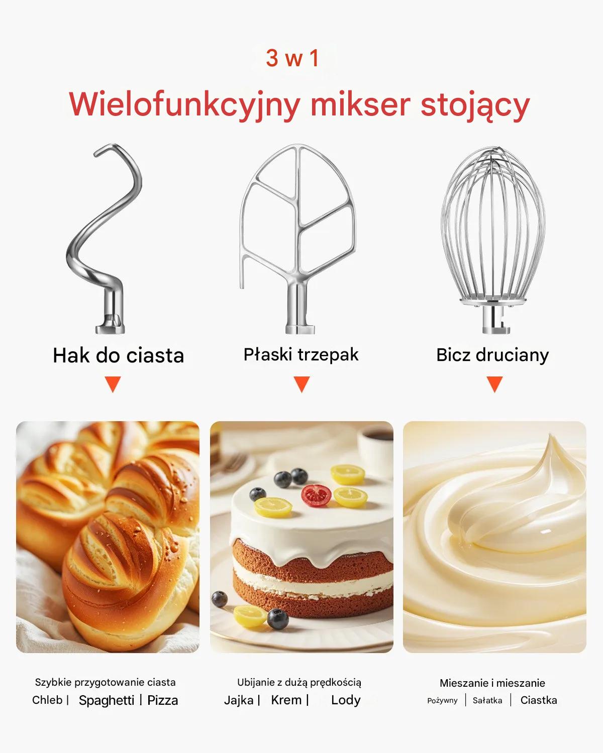 Mikser planetarny gastronomiczny 30L 1100W regulacja prędkości piekarnia - obrazek 3