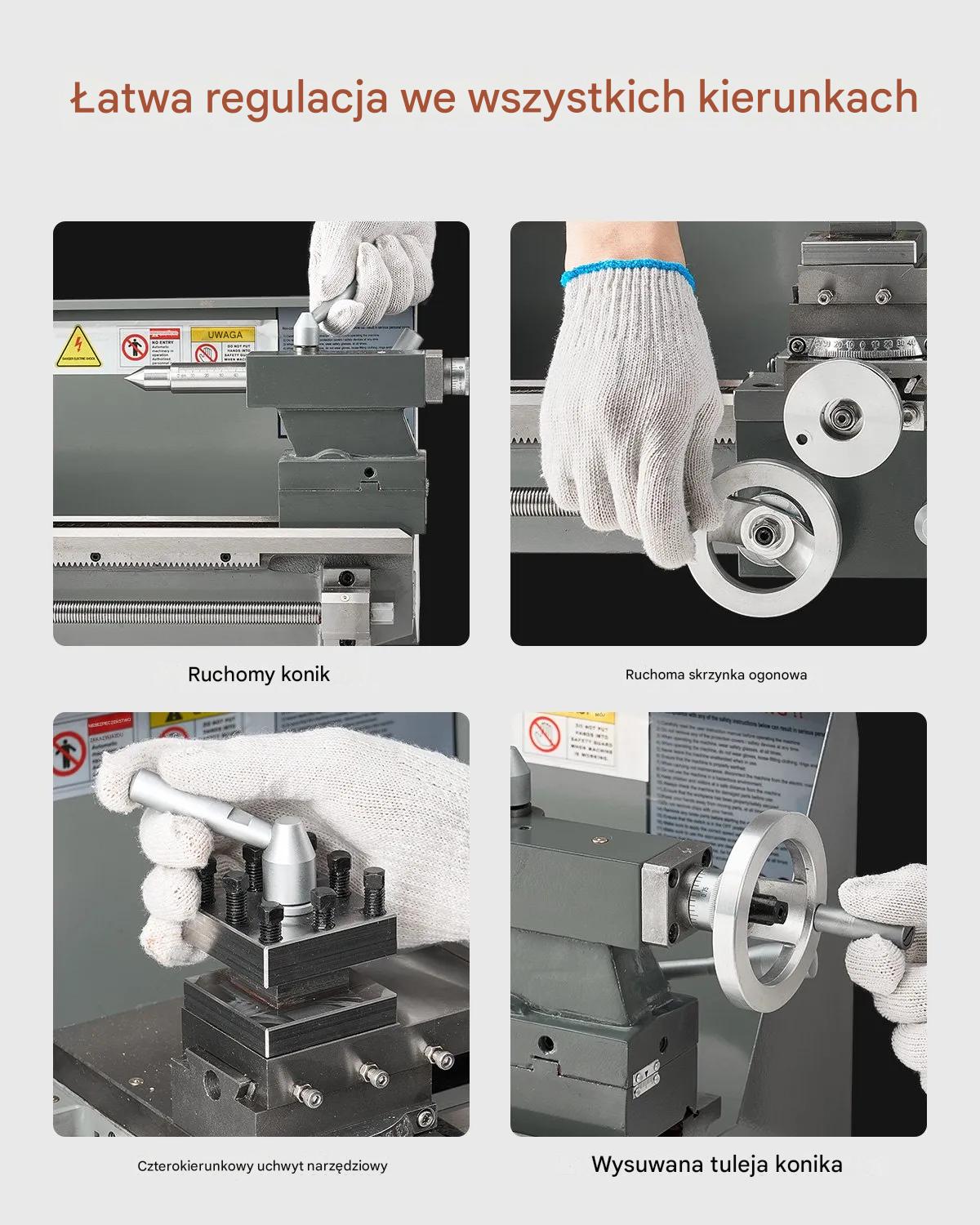 Tokarka do metalu 21x37 cm 550W regulacja obrotów 0-2500 RPM stołowa - obrazek 3