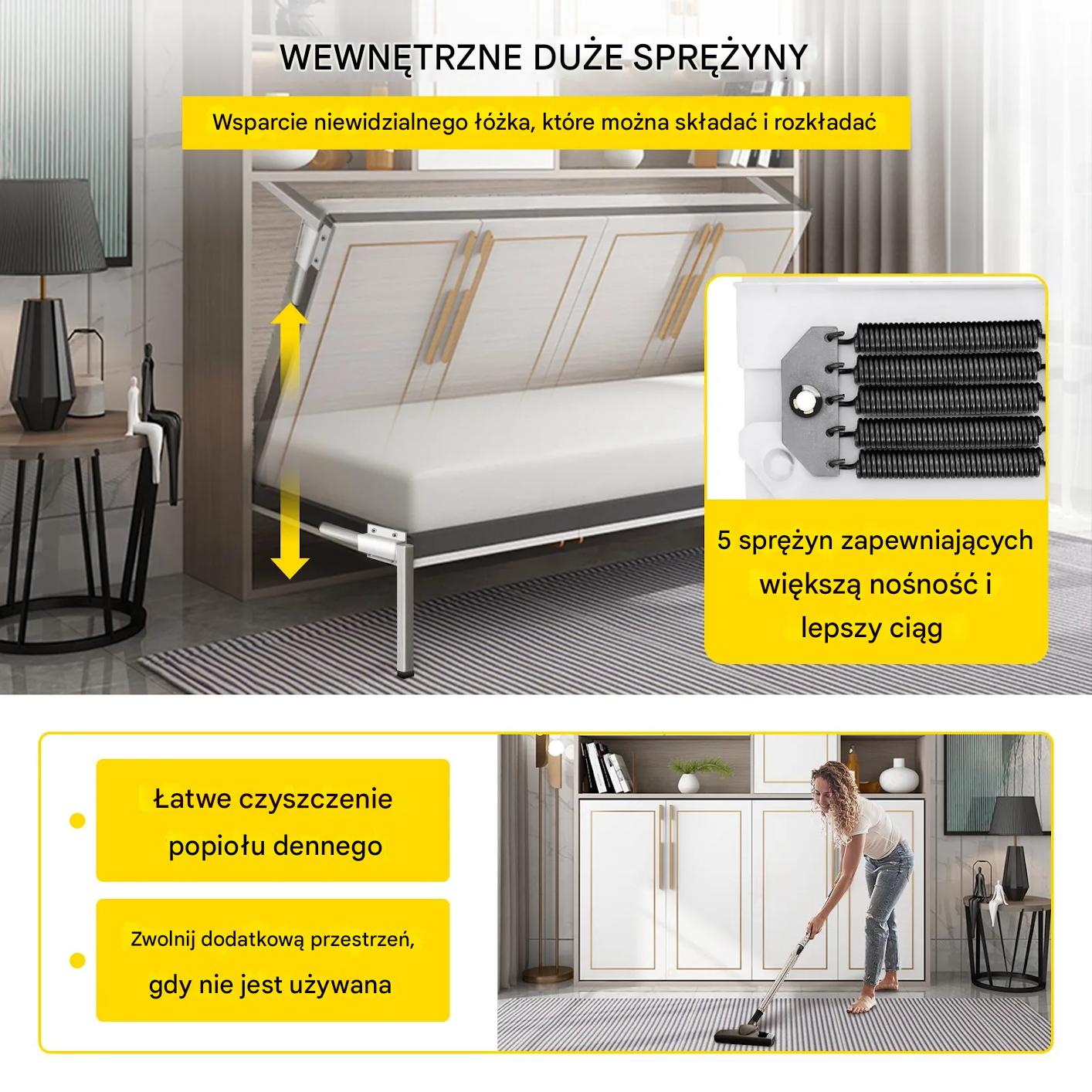 Mechanizm podnośnik łóżka – sprężyny mocny wspornik łóżko Queen/Twin - obrazek 4