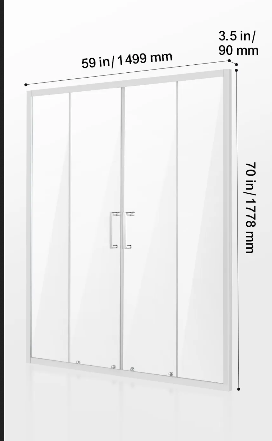 Drzwi prysznicowe przesuwne 1500mm 6mm szkło hartowane chrom nano - obrazek 2