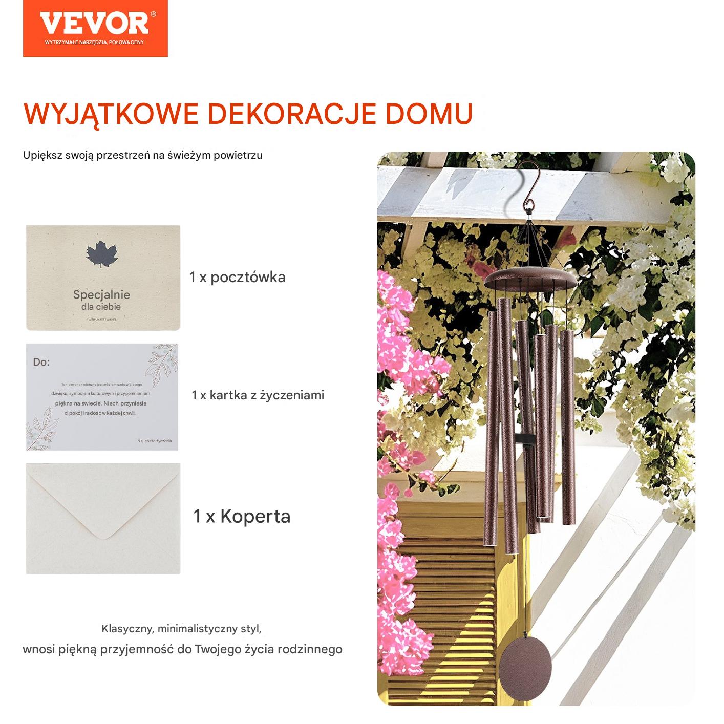 Dzwonki wiatrowe aluminiowe 1143 mm Brązowe - obrazek 7