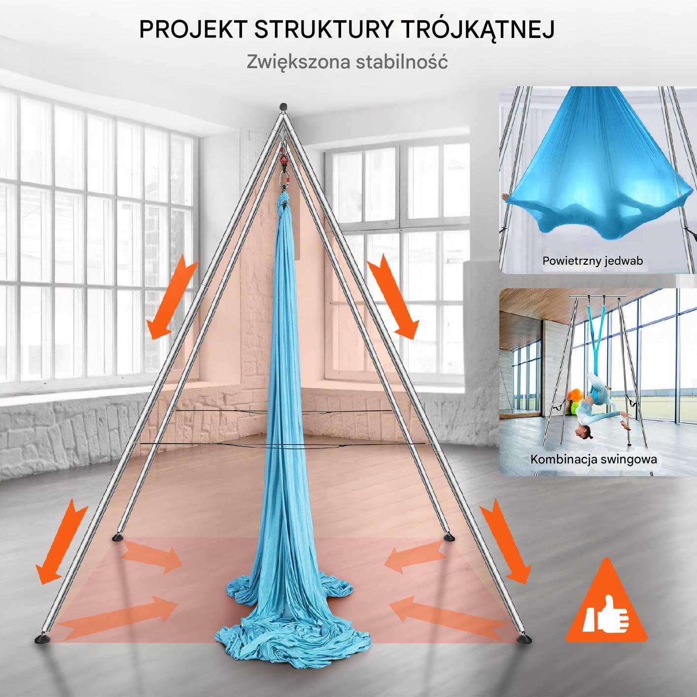 Stojak z Hamakiem Aerial Yoga Niebieski - obrazek 4