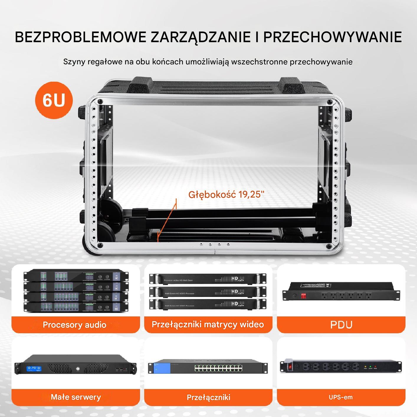 Szafa rack 5U głębokość 48 cm z zamkami i kółkami ABS wyjmowane panele - obrazek 6