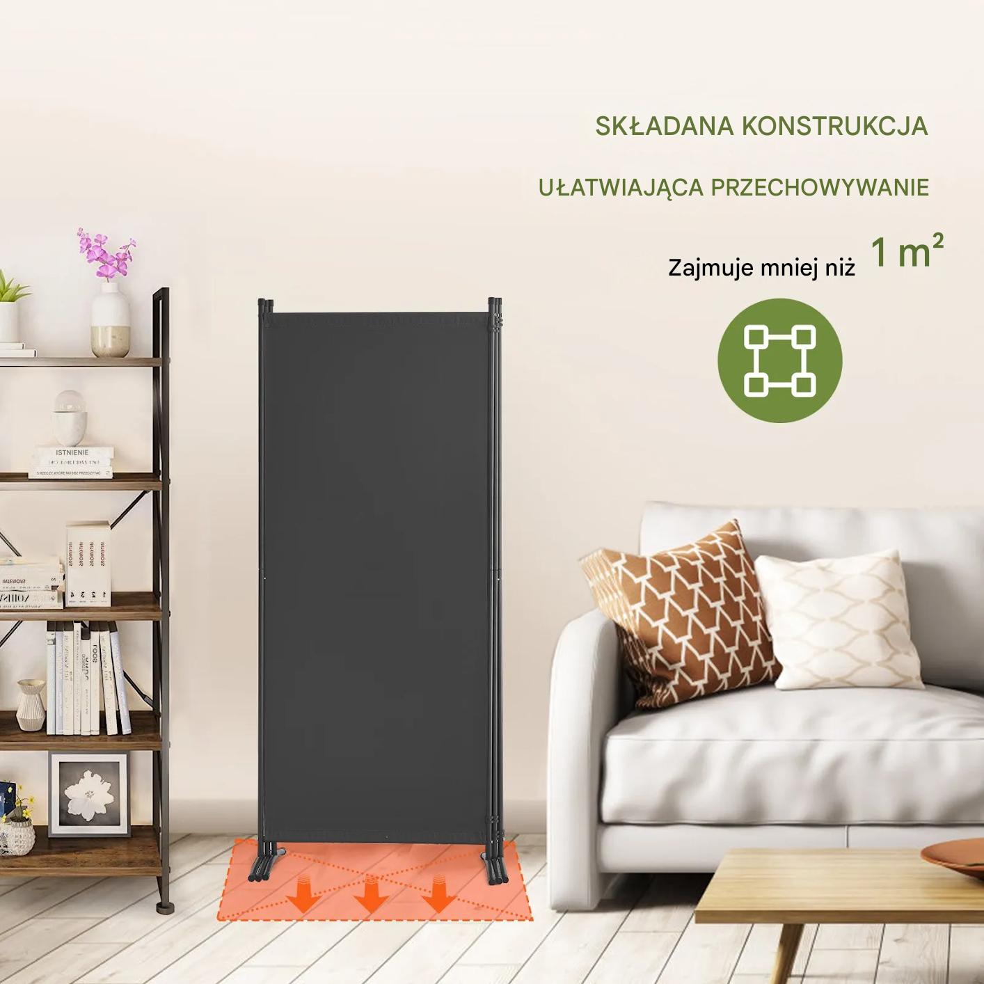 Parawan pokojowy 3-panelowy szary 228x184 cm tkanina składany wodoodporny - obrazek 6
